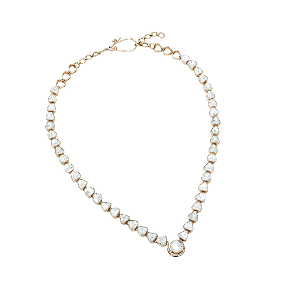 Sleek Open Polki Diamond Necklace with Central Statement Look